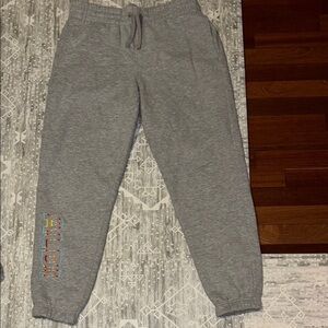 Gray Grey ALDI logo jogger sweatpants workout pants Large L